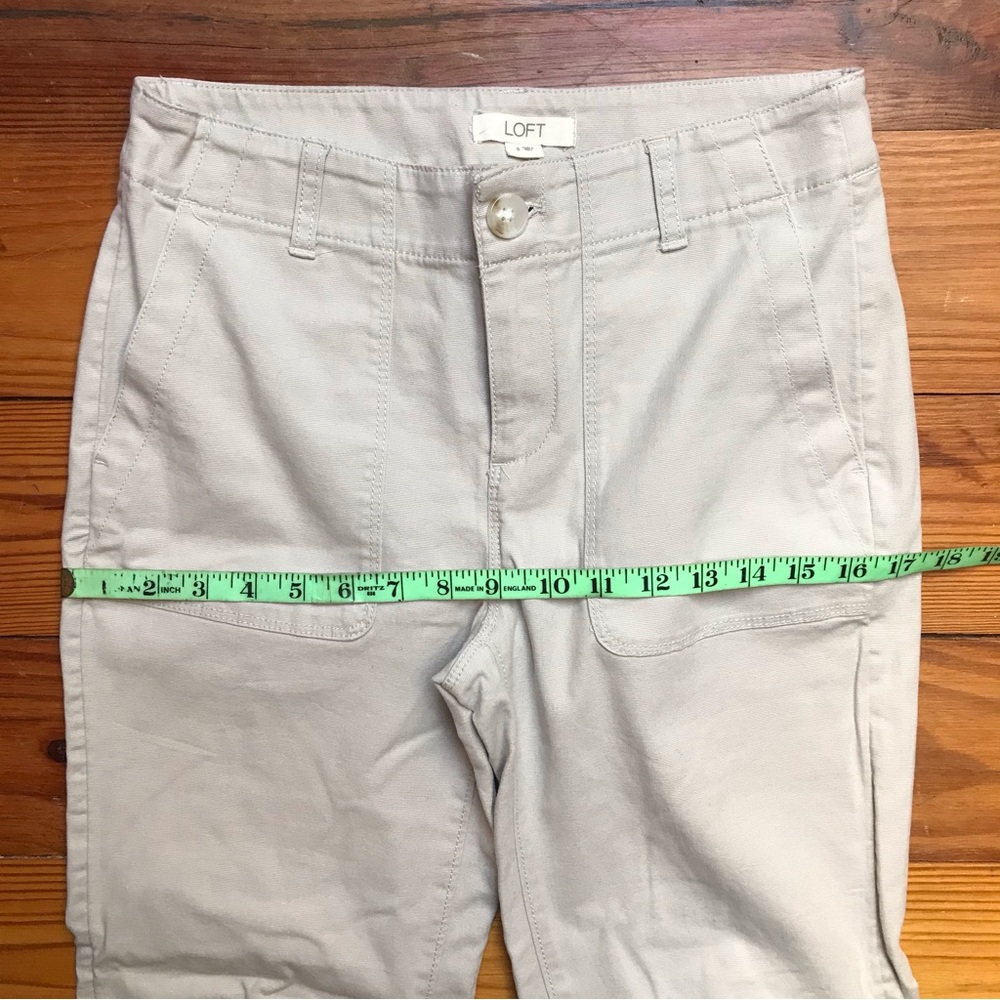Loft Light Beige Gathered Ankle Khaki Pants, NWT, 0 - Picture 6 of 11